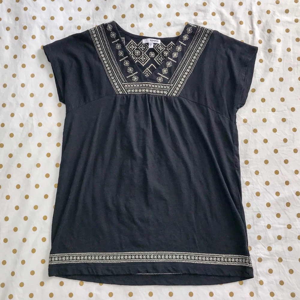 Embroidered Accent Top